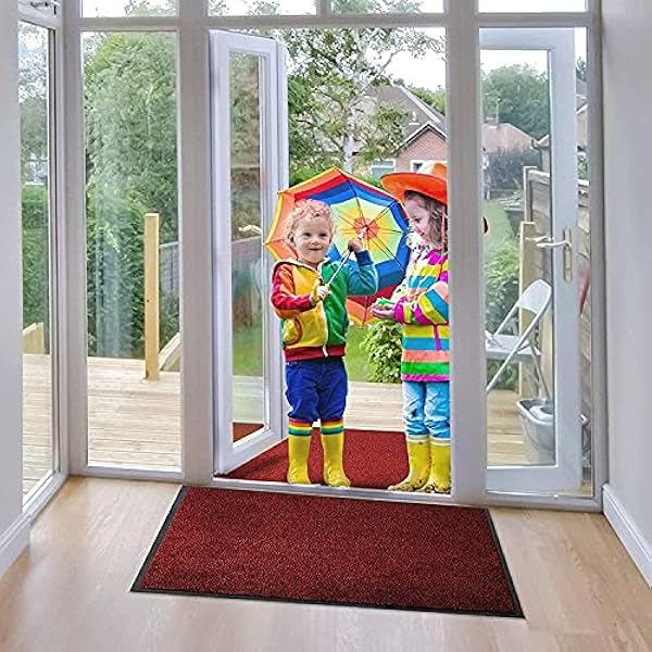 Abaseen Deurmatten Indoor Heavy Duty Grote antislip rubberen matten Barrière tapijt klein medium extra grote deurmat **6 maten** (rood, 80x120 cm)